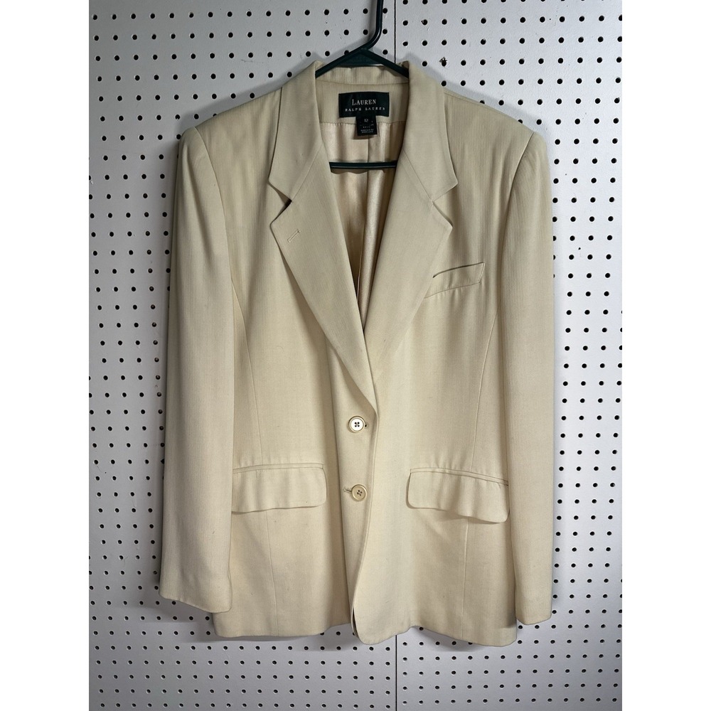 Vintage Lauren Ralph Lauren Blazer Womans Size 12 Classic Beige Tan USA MADE